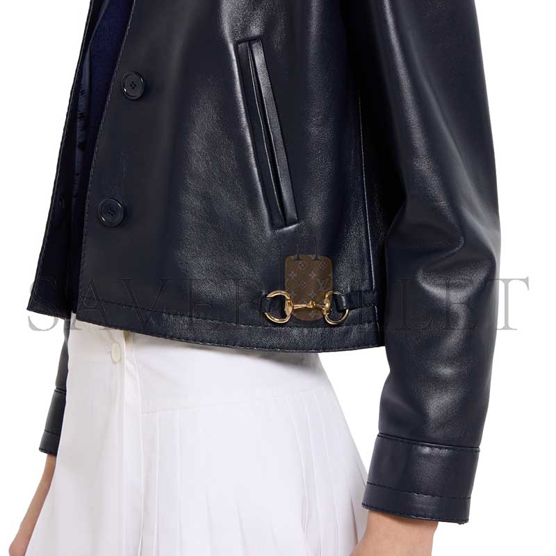 GUCCI SHINY LEATHER JACKET WITH HORSEBIT 815063